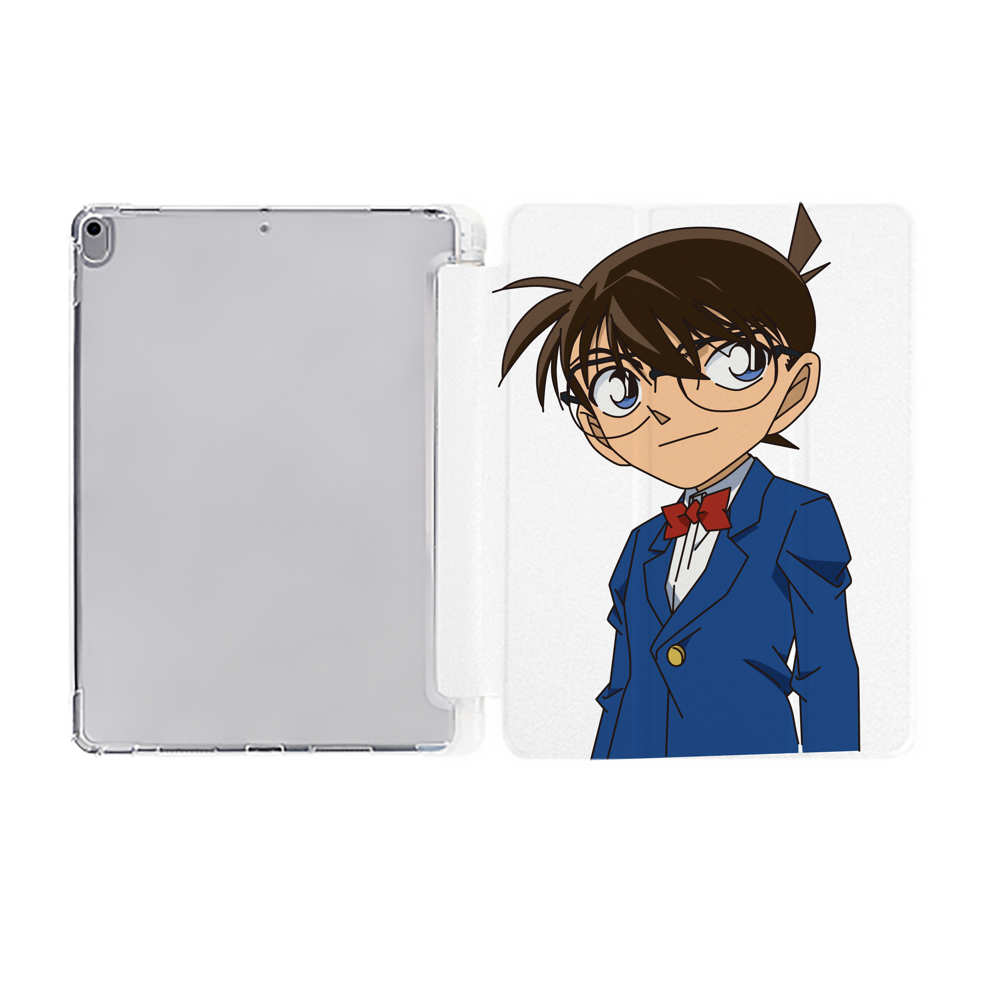 （画像用） 名探偵コナン 江戸川 コナン Detective Conan Conan Edogawa IPad ケース ペン収納付き 三つ折りスタンド PUレザー×シリコン 対応機種9.5/10.5/10.9インチ